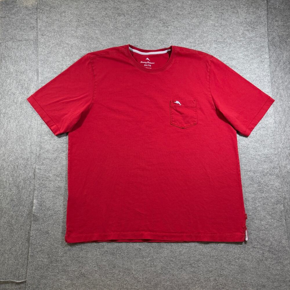 Tommy Bahama Marlin Pocket T Shirt Mens XXL Red Pima Cotton Crew Neck Preppy